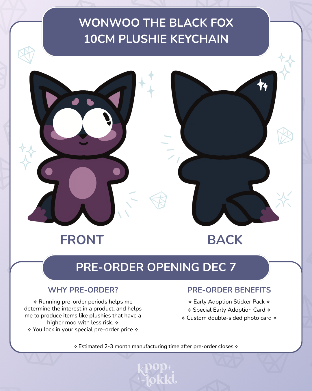 ⟡ Pre-Order ⟡ Wonu the Black Fox Plushie