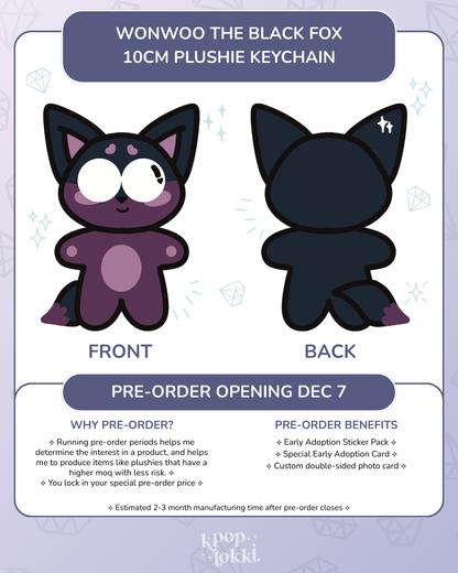 ⟡ Pre-Order ⟡ Wonu the Black Fox Plushie